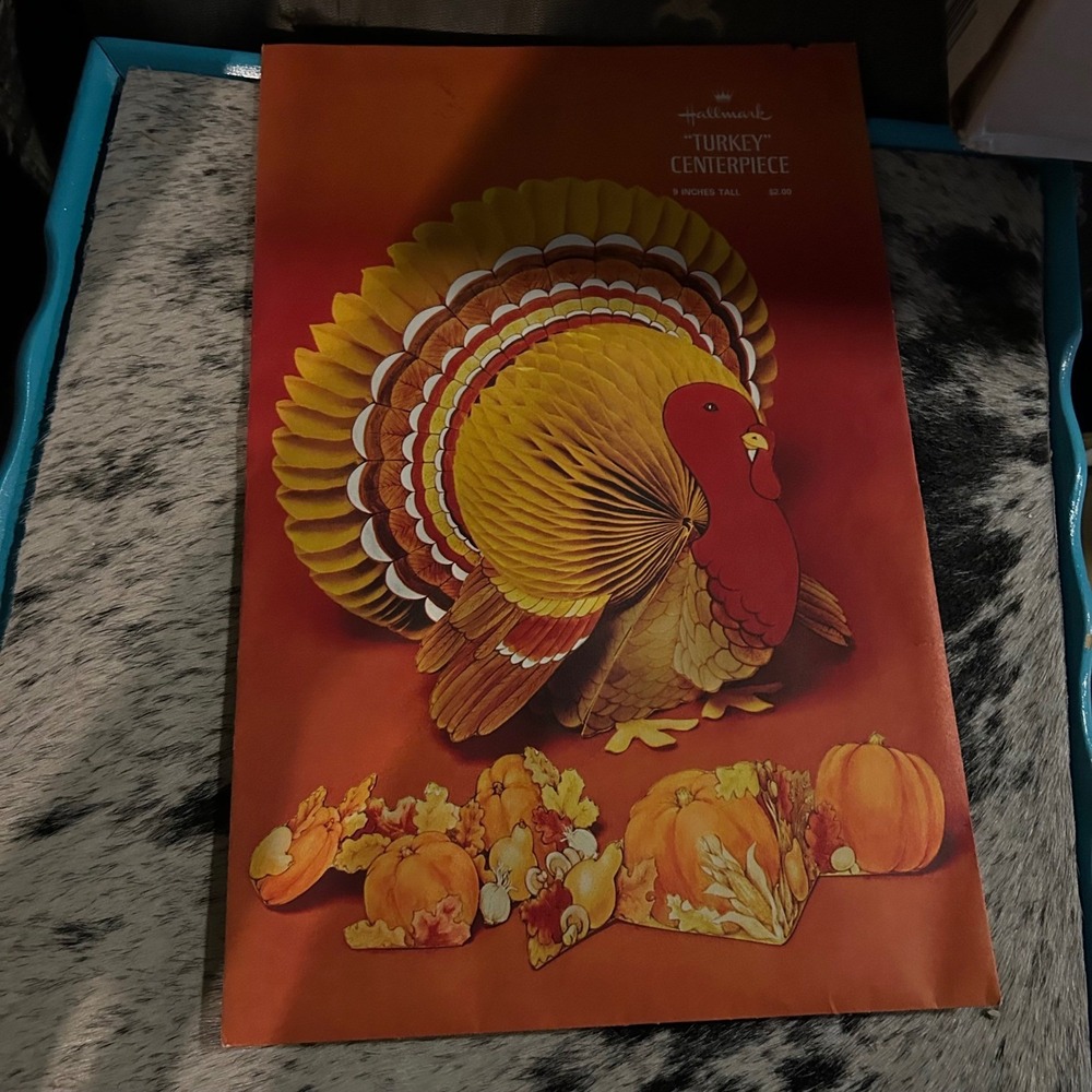 Vintage Hallmark Turkey Centerpiece Thanksgiving Fall Decor Decoration